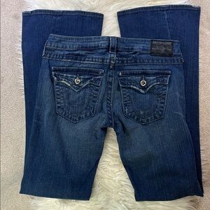 NWOT True Religion ‘Disco Joey’ Distressed Jeans ~ in Blue Crystal Buttons ~ 29